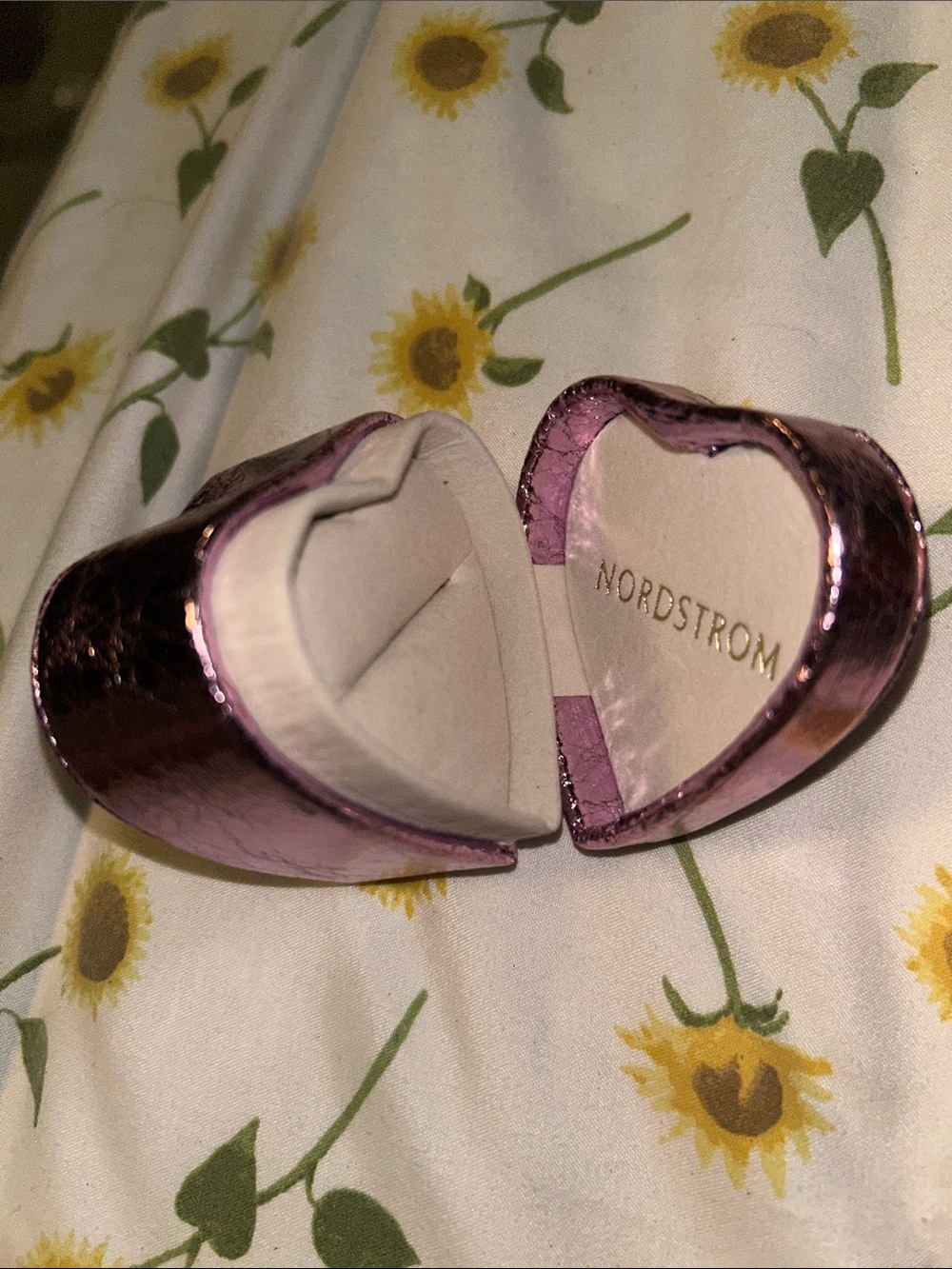 Nordstrom Metallic Pink Heart Jewelry Box